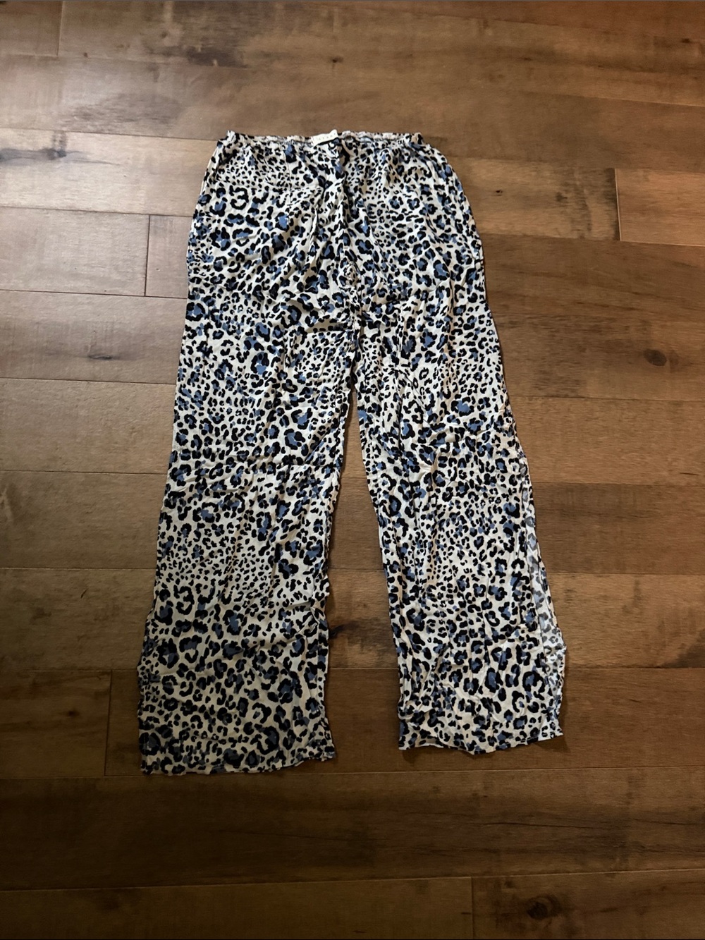 💘Wide Leg Leopard Print Pants in Blue and Cream